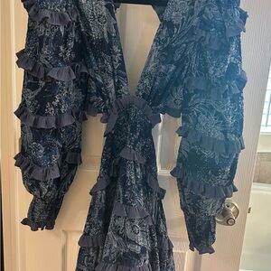 Elliatt Blue Backless Dress with Ruffle Details